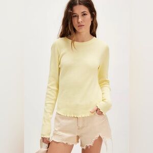 New! Free People We The Free Easy Does It Tee in Tender Yellow size XS